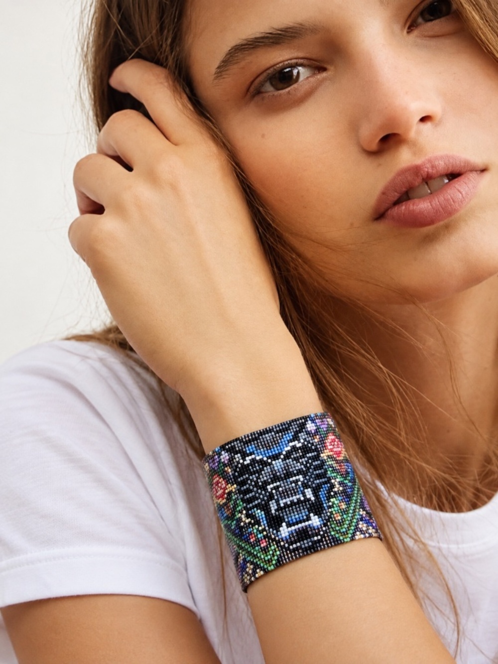 Julie Rofman hanwoven beaded cuff bracelet